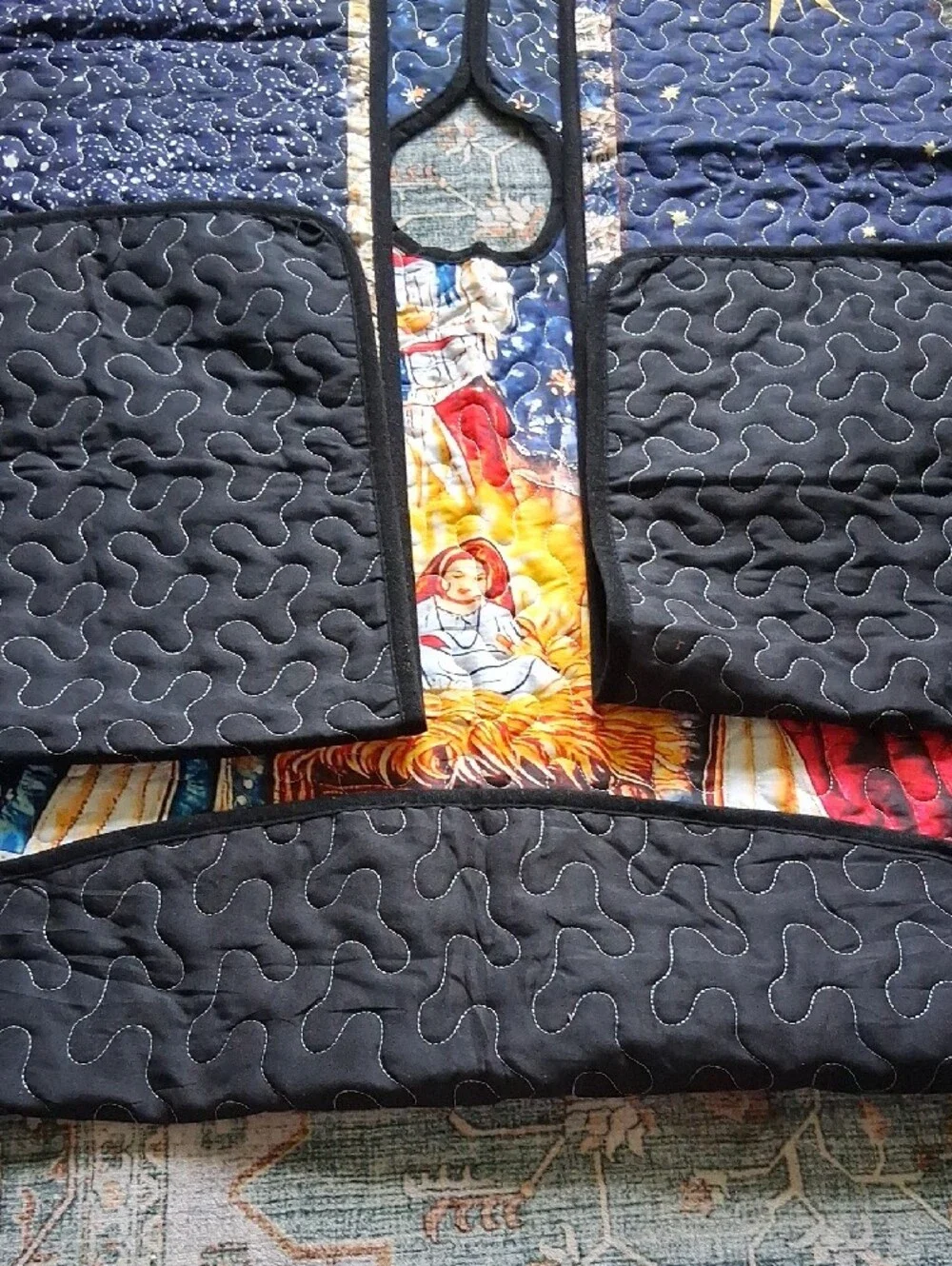XL 6 Feet Nativity Quilted Christmas Tree Skirt-Table Runners 15